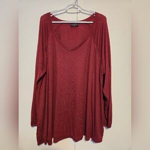 Lane Bryant Burgundy Ribbed Long Sleeve Tunic